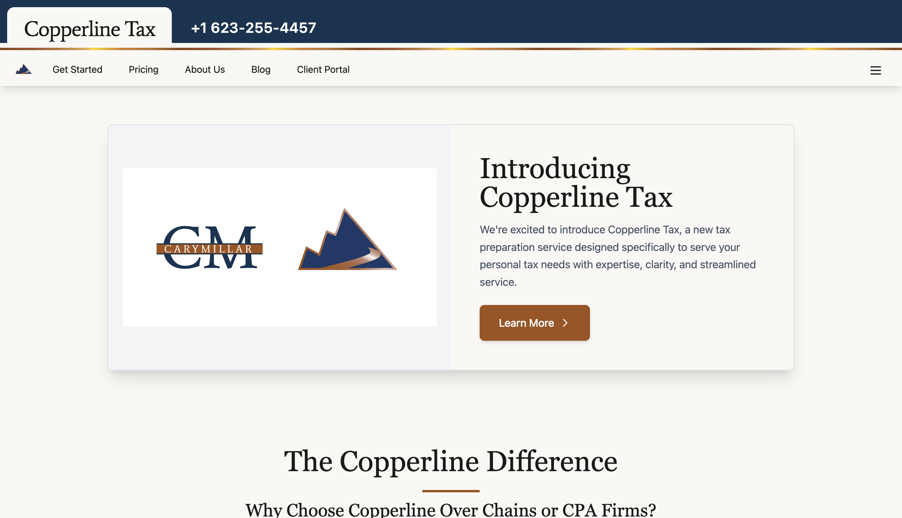 Copperline Tax website preview